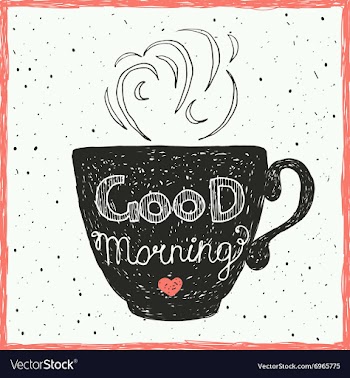  					Good morning card with hand lettering on the cup vector image														