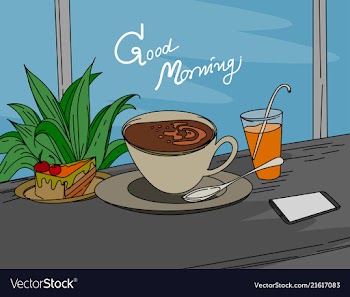 Good morning hot coffee vector image