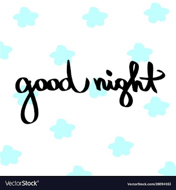 Good night handwritten black phrase with blue star vector image