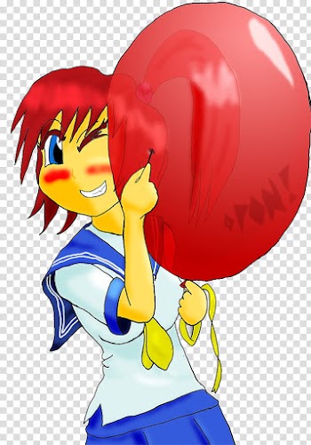 Goodbye Balloon, red-haired anime character holding balloon illustration transparent background PNG clipart