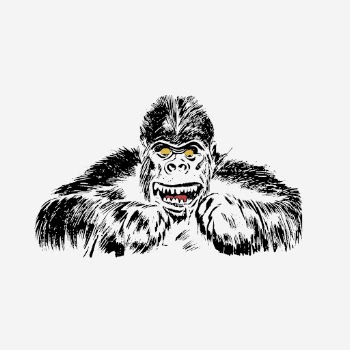Gorilla clipart, vintage animal, wildlife | Free Photo - rawpixel