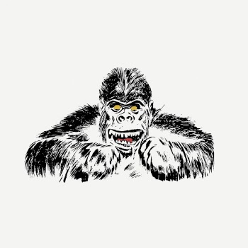 Gorilla clipart, vintage animal, wildlife | Free PSD - rawpixel