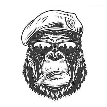 Gorilla head in monochrome style Free Vector