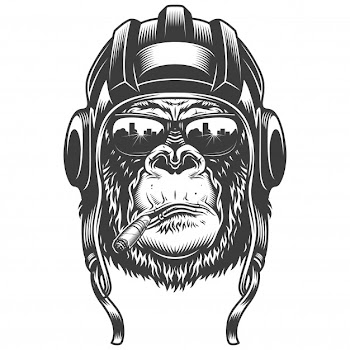 Gorilla head in monochrome style Free Vector