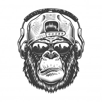 Gorilla head in monochrome style Free Vector