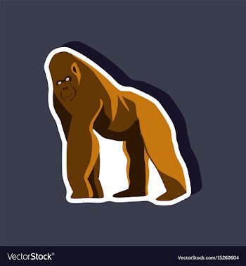 Gorilla paper sticker on stylish background vector image