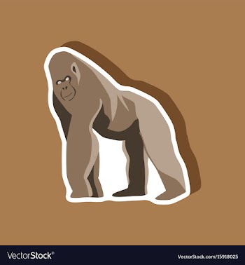 Gorilla paper sticker on stylish background vector image