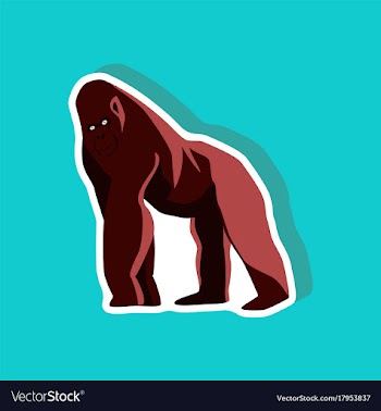 Gorilla paper sticker on stylish background vector image