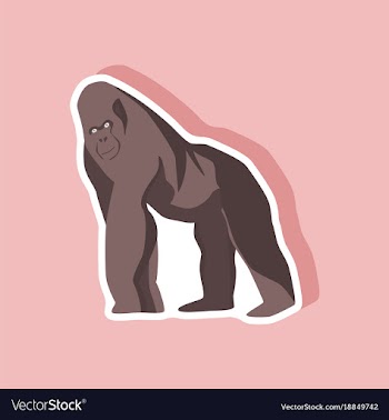 Gorilla paper sticker on stylish background vector image