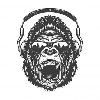 Gorilla with headphones Free Vector