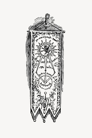 Gorsedd banner clipart, vintage hand | Free Vector - rawpixel