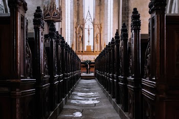 Gothic church aisle