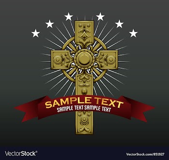 Gothic cross with ribbon vector image