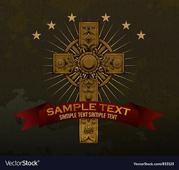 Gothic cross with ribbon vector image