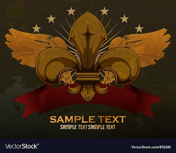 Gothic fleur de lis with ribbon vector image
