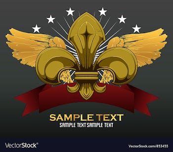 Gothic fleur de lis with ribbon vector image