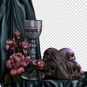 Gothic, pink roses and chalice illustration transparent background PNG clipart