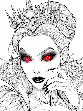 Gothic Queen Portrait with Red Eyes