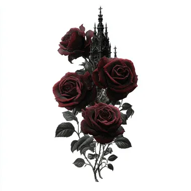 Gothic Roses Clipart with Castle Gothic Roses Clipart with Castle