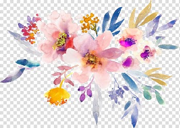 Gouache painting flowers creative, multicolored flowers transparent background PNG clipart