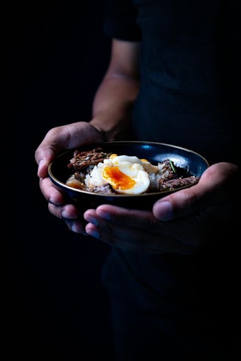 Gourmet Dish with Soft-Boiled Egg