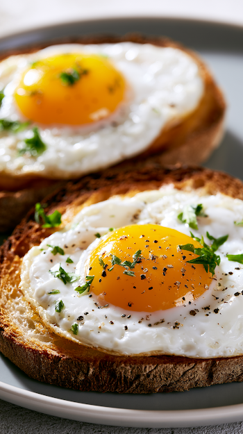 Gourmet Fried Eggs on Artisan Toast
