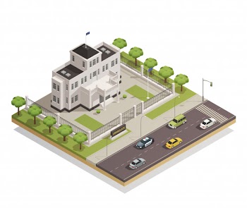 Government building area isometric Free Vector