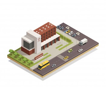 Government building outdoor isometric Free Vector