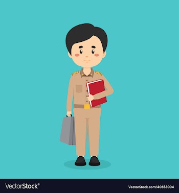 government employees character standing with file