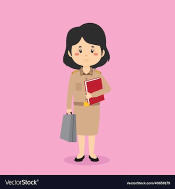 government employees character standing with file
