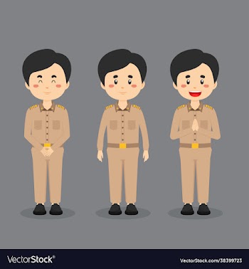 government employees character with various
