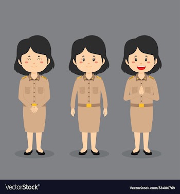 government employees character with various
