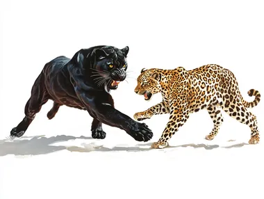 Graceful Play: A Panther and Leopard in Dynamic Harmony Graceful Play: A Panther and Leopard in Dynamic Harmony