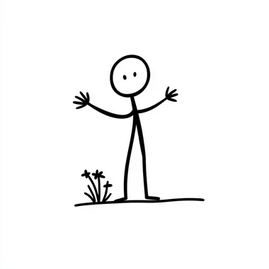 Graceful Stickperson Gardening: A Minimalist Line Art Design Graceful Stickperson Gardening: A Minimalist Line Art Design