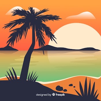 Gradient beach sunset landscape