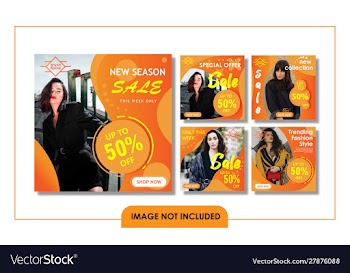 Gradient fashion banner template set vector image