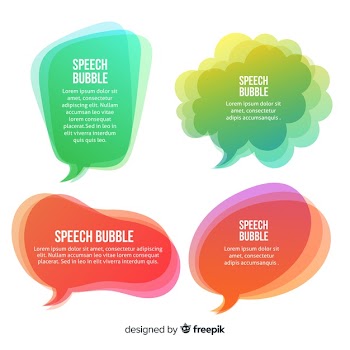 Gradient green and pink speech bubble collection Free Vector