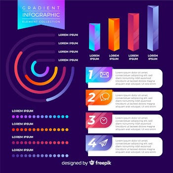 Gradient infographic element collection
