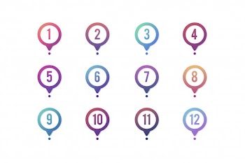Gradient pin map with numbers Free Vector