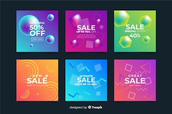 Gradient sale instagram posts collection Free Vector