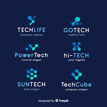Gradient technology logo collection Free Vector