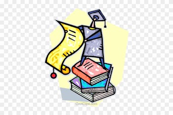 Graduate Standing On A Stack Of Books Royalty Free - Graduate