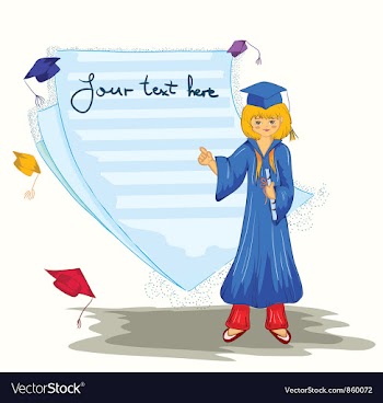 Graduated girl with blank page vector image