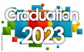 Graduation 2023 word in colored rectangles background