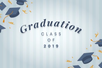 Graduation background with mortar boards vector