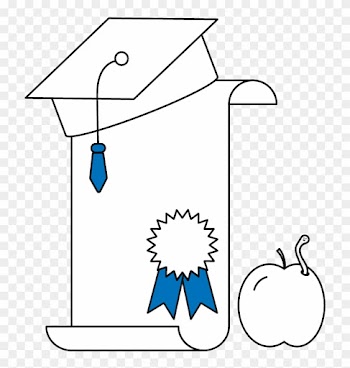 Graduation Cap, Certificate, And Apple - Graduation Ceremony