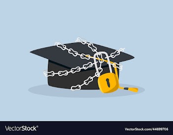 graduation cap is chained and padlocked