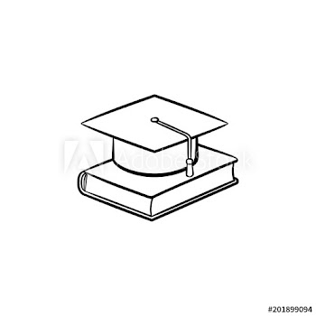 Graduation cap on book hand drawn outline doodle icon