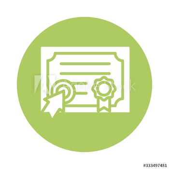 graduation certificate and mouse arrow education online block style
