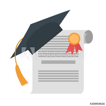 Graduation diploma and hat